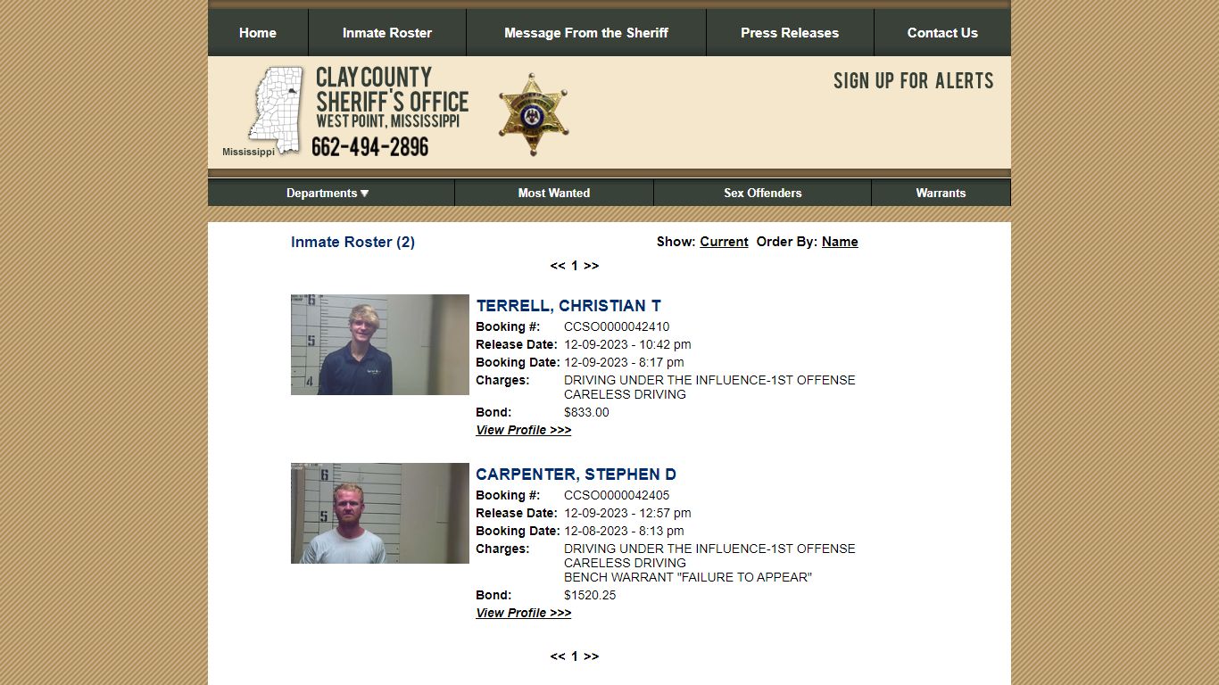 Inmate Roster - Released Inmates Booking Date Descending - Clay County ...